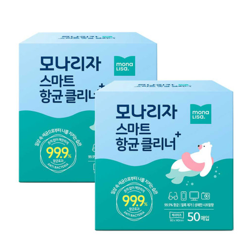 [모나리자] 스마트 항균 클리너 50매 2개 총100매 / 다용도 액정 클리너 개별포장